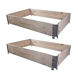 BigDean 2X Hochbeet Palettenrahmen 120x80x20cm groß - Holzrahmen faltbar, steckbar & stapelbar - ideal für Pflanzen, Blumen, Obst, Gemüse & Kräuter