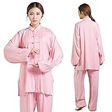 ZZMFORE Tai Chi Uniform Unisex Kleidung, Tai Chi Uniform Kung Fu Kleidung Wushu Anzug, Frauen Männer Morgenkleidung, für ältere Anfänger Männer Frauen Wit-XXL (Rose XS) (Geel XL) (Wit L) (Roze XXL)