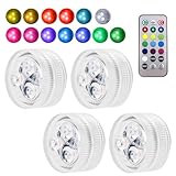 SEMINISMAR Unterwasser Licht mit Fernbedienung, 4 Stück Mini UnterwasserLicht,Mini LEDLichter Wasserdicht,3 Modi 13 Farben RGB,LED Kerzen,Led Licht mit Fernbedienung