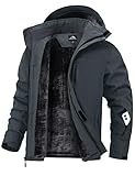 Zoofly Skijacke Herren Winterjacke Winddicht Ski jacke für Männer Wasserdicht Outdoorjacke Mann mit Abnehmbarer Kapuze Grau 3XL