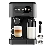 Cecotec Espressomaschine Power Espresso 20 ColdBrew Latte Fresh. 1350W, 20 Bar, ColdBrew, Farb-Touchscreen, 1,5L Wassertank, 500ml Milch, Dunkelstahl, Tassenwärmer, Doppelarm, Abnehmbar