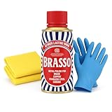Schmuck- und Metallreinigungsset – 175 ml Brasso Flüssigpolitur mit 2 Tüchern und 1 Paar Handschuhen für Messing, Kupfer, Edelstahl und Uhren