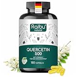 Quercetin Hochdosiert - 180 Kapseln - 500 mg Quercetin pro Kapsel - Vorrat für 6 Monate - Hochwertiger Rohstoff: Japanischer Schnurbaum - Ohne Zusätze & Vegan- Raibu