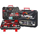 Werkzeugkoffer gefüllt 156-tlg, Werkzeug-Set Komplett bestückt für Heimwerker & Kfz, Werkzeugkasten Toolbox, Universal Werkzeuge Edelstahl Werkzeug-Sets für Werkstatt & Zuhause in Schwarz