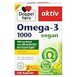 Doppelherz Omega-3 1000 vegan - Hochdosierte Omega-3-Fettsäuren EPA und DHA aus pflanzlichem Algenöl – 2er Pack (2 x 120 kleine, leicht schluckbare Kapseln)