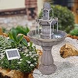 Solar Gartenbrunnen Brunnen Solarbrunnen Zierbrunnen Vogelbad Wasserfall Gartenleuchte Teichpumpe - Springbrunnen Wasserspiel für Garten, Gartenteich