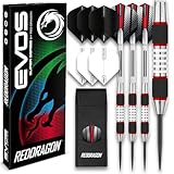 RED DRAGON Evos: 24 Gram Tungsten Dartpfeile Profi Steel Darts Set mit Flights, Schäfte and Brieftasche