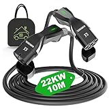 EIDYBOX Ladekabel Typ 2 22KW Dreiphasig 10M Typ 2 auf Typ 2 EV Ladegerät 32A Kompatibel mit Model S/3/X/Y, e-Golf/e-UP/ID.3, i3/i8, EQC/EQS