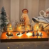 Kerzenhalter Adventskranz,Kerzeneinsatz Tafelkerzen,Adventskerzenhalter,Advent Kerzenhalter,Kerzenleuchter,Kerzentablett Metall mit Holz Haltern,für Kerzen Weihnachten Deko Tischdeko