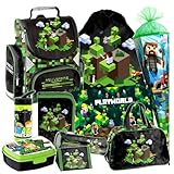 Minecraft Games Play Pixel 10 Teile Set Tornister Ranzen Schulranzen Tasche Federmappe mit Sticker-von-Kids4shop Schulrucksack