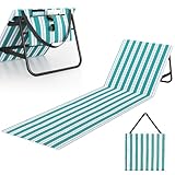 WildFun 180 X 55 cm Portable Beach Sun Mat, Faltbare leichte Sonnenliege mit Verstellbarer Rückenlehne und Tasche ohne kleine Kopfstütze (Basic Blau-Weiß 1pcs)