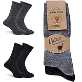 MOUNTREX Alpaka Socken, Wollsocken für Damen, Herren - Wintersocken, Kuschelsocken - 2 Paar, Grau/Anthrazit (Dünn), 43-46