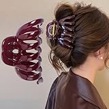 Rot haarklammer Groß Haarspangen Damen Vintage Haarklammern Mädchen 9 CM Haarspange Damen Kunststoffe Hair Clip Rutschfest Haarclips Damen French Red Claw Clip Hair Clips For Women Hair Accessories