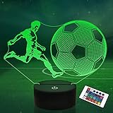 Lightzz Fußballgeschenke für Kinder, Fußball 3D Illusion Lampe Fußball Nachtlicht mit Fernbedienung + Touch 16 Farbwechsel + Timer Schreibtischlampen für Jungenzimmerdekoration