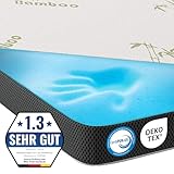 MKS.® Gel Topper 200x200 cm, H2 H3 Matratzentopper mit 7 cm Gel-Memory-Schaum, KomfortKissen Matratzenauflage mit 3D-Luftstrom, Viskoelastische Matratzenauflagen mit abnehmbarem Bambusbezug