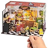 ROBOTIME Miniatur Haus aus Holz Garage Werkstatt - DIY Miniature House Bausatz - Basteln Bastelset Geschenke für Erwachsene und Kinder