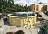 CHILLROI® Achteck Massiv Holzpool 428 x 428 x 124 cm Modell 2A| Inkl. Zubehör und Pool Leitern