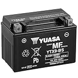 Motorradbatterie Yuasa YTX9-BS - Wartungsfrei - 12 V 8 Ah - Maße: 150 x 87 x 105 mm