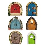 6 Stück Miniatur-Gartentür, Feentür, Dekorative Mini-Gartentür, Dekorative Außentür Aus Holz, Dekorative Tür Für Topfpflanzen, Mini-Feengartentür