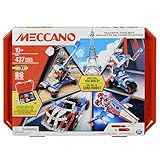 Bandai - Meccano Baukoffer – 5-in-1-Bauset Fahrzeuge, Roboter, Eiffelturm – 437 Teile, Werkzeuge, Anleitung – Bausatz – Spielzeug für Kinder ab 10 Jahren – APM20106