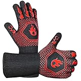 Grillhandschuhe Hitzebeständig 800 Grad: Premium Feuerfeste Handschuhe für Dutch Oven Backen Grill Kochen- rutschfeste Backhandschuhe Ofenhandschuhe BBQ Gloves - Herren