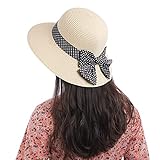 MoonSing Damen Sonnenhüte, Faltbare Strandmütze Strohhut mit Breiter Krempe, Packbare Fischerhüte Kappe, Sommer-UV-Schutz mit Schleife für den Urlaub