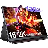 EVICIV Portable Monitor, 16 Zoll 2K 120Hz Tragbarer Monitor USB C Monitor mit Externem Eye Care Metallgehäuse Bildschirm und Mini HDMI/Typ-C für PC Laptop Telefon PS4/5 Switch Xbox, VESA-Kompatibel