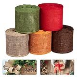 Dekoband Geschenkband Baumband Breit Leinenband Stoffband Sackleinen Band Dekobänder Jute Deko Floristenband Juteband Juteschnur Gewebeband (5 Rollen)