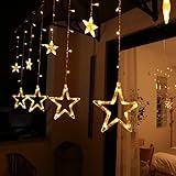 12 Sterne LED Lichterkette, Lichtervorhang weihnachtslichter Sternenvorhang 138 LEDs 8 Modi Für Innen Außen, Weihnachten, Party, Deko, Hochzeit, Garten, Balkon
