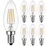 Belns Melns E14 LED Dimmbar Warmweiß, Kerzenform LED Lampen E14 Dimmbare, 5W (ersetzt 40W Glühbirne), 550 Lumen 2700 Kelvin LED Kerze Leuchtmittel Glas Kein Flimmern - 6 Stück