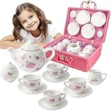 Jewelkeeper - Tee Set Porzellan für Kinder mit rosa...