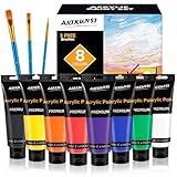 ARTKUNST Acrylfarben Set 8 x 120 ml, Acrylic Paint Set, Schnell Trocknend, Wasserfest und Lichtecht, ideal für Leinwand, Papier und Stoffe