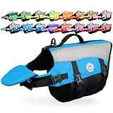 VIVAGLORY Front Float Schwimmweste Hund, Hundeschwimmweste für Bootfahren, Schwimmweste with Kopfstütze, Auftrieb & Schwimmhilfe, XS, Blau