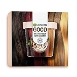 Garnier Dauerhafte Haarfarbe, Haarfärbeset für intensive und langanhaltende Haarfarbe, Coloration für bis zu 8 Wochen strahlende Farbe, Ohne Ammoniak, 6.0 Mochaccino Braun, Good Refill-Kit
