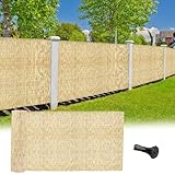 Gartenzaun, Schilfrohrmatte, Sichtschutz für den Außenbereich, Terrasse, 1,83 x 8 m, natürliche Bambus-Optik, UV-beständig, langlebig, Gartendekoration