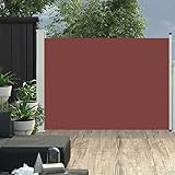 Yolola Ausziehbare Seitenmarkise Terrasse Seitenrollo Senkrechtmarkise Garten Sichtschutz Braun 120 x 500 cm Balkonsichtschutz Vertikalmarkise Außen Markise Für Balkon Seitenmarkise Ausziehbar