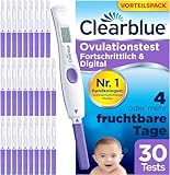 Clearblue Kinderwunsch Ovulationstest Kit, 30 Tests + 1 digitale Testhalterung, Fruchtbarkeitstest für Frauen / Eisprung, Fortschrittlich & Digital (testet 2 Hormone), schneller schwanger werden