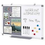 Swansea Whiteboard Magnettafel und Pinnwand Filz mit Aluminiumrahmen für Wohnung, Büro, Küche und Schule, 60X45cm