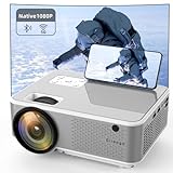 Video Beamer Native 1080P WLAN-Miniprojektor 8000 Lumen with Bluetooth, Glisogo Full HD Heimkino Beamer Support 4K, Kompatibel mit Telefon/TV Stick/PC/USB/PS4/PS5/DVD