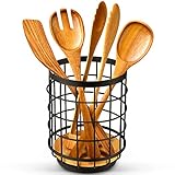 HIKITCHEN®- Bambus, Küchenutensilienhalter Utensilienhalter für die Küche Behälter Küchenhelfer Aufbewahrung aus