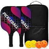 Topfinder Pickleball Set, Fiberglas Pickleball Schläger Paddle Set mit 2 Schlägern, 4 Bällen & 1 Tragetasche