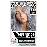 L'Oréal Paris Intensive dauerhafte Haarfarbe, Bis zu 8 Wochen glänzendes Haar und intensive Farbe, Préférence Vivid Colors, Farbe: 10.112 SILVER GREY, 1 Stück