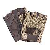 Adapter Universe Autofahrer Handschuhe Retro Vintage Leder Fingerlose Fahrerhandschuhe Fahrrad Oldtimer Braun