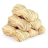 Bast Raffia Naturbast, 6 Stück 300g Bastband Natur Bindebast Florbast Naturbast zum Basteln, Natur Papierschnur Geschenkbast für Floristen Garten Hochzeit