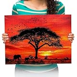 Puzzle 300 Teile Sonnenuntergang Afrikanisches Tier Elefant Erwachsene Kinder Puzzle Spiels Spielzeug Puzzles 52 * 38cm