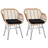 Casaria® Gartenstühle 2er Set Polyrattan inkl. Auflage Armlehne Metall Wetterfest Verstellbar Outdoor Modern Garten Terrasse Balkon Gartensessel Stuhl