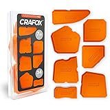 CRAFOX® Fugenglätter 7er SET | Extra große Silikon Abzieher mit 34 Fugenformen | Fugenabzieher inkl. Aufbewahrungsbox | Acryl & Silikonabzieher | Glätter - Spachtel - Werkzeug für perfekte Fugen