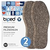 biped 2 Paar Filz Einlegesohlen aus reiner Wolle - Wärmende...