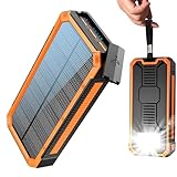 Solar Powerbank 20000 mAh, PD20W Wasserdichtes Solar Ladegerät USB C Externer Akku Solarladegeräte mit Outputs, Power Bank für Smartphones, Tablets und mehr