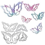 Mezrkuwr® 4 Stück 3D-Schmetterling-Metall-Stanzformen, Frühlingsblumen-Schmetterlingsrahmen, Schablonen, DIY, dekoratives Prägen, Scrapbooking, Kartenherstellung